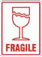 Fragile With Broken Wine Glass Labels - Roll of 500